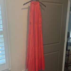 Aqua (Bloomingdales) Bold Orange Maxi Dress